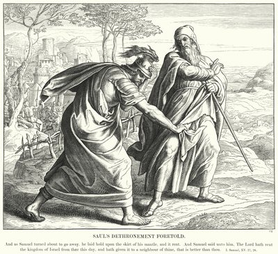 Saulin valtaistuimelta syöksyminen ennustettiin (kaiverrus) tekijältä Julius (after) Schnorr von Carolsfeld