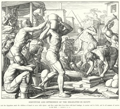 Israelilaisten orjuus ja sorto Egyptissä (kaiverrus) tekijältä Julius (after) Schnorr von Carolsfeld