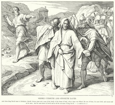 Shimei Curseth ja Stoneth David (kaiverrus) tekijältä Julius (after) Schnorr von Carolsfeld