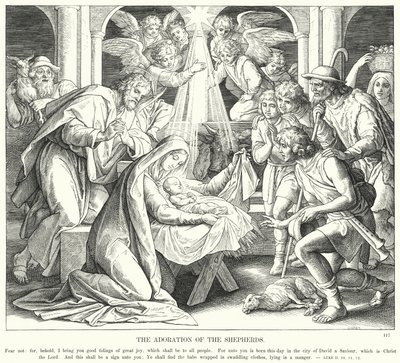 Paimenten palvonta (kaiverrus) tekijältä Julius (after) Schnorr von Carolsfeld