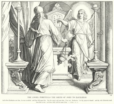 Enkeli ennustaa Johanneksen syntymän Sakarialle (kaiverrus) tekijältä Julius (after) Schnorr von Carolsfeld