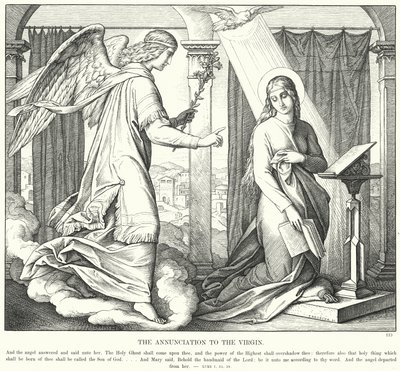 Ilmoitus Neitsyelle (kaiverrus) tekijältä Julius (after) Schnorr von Carolsfeld