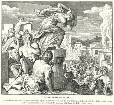 Abimelekin kuolema (kaiverrus) tekijältä Julius (after) Schnorr von Carolsfeld