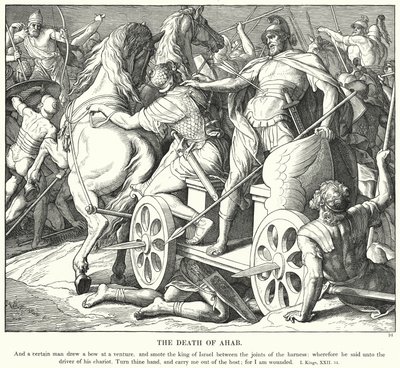 Ahabin kuolema (kaiverrus) tekijältä Julius (after) Schnorr von Carolsfeld