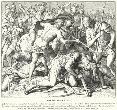 Saulin kuolema (kaiverrus) tekijältä Julius (after) Schnorr von Carolsfeld