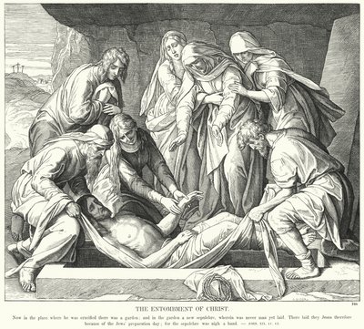 Kristuksen hautaus (kaiverrus) tekijältä Julius (after) Schnorr von Carolsfeld