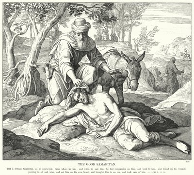 Laupias samarialainen (kaiverrus) tekijältä Julius (after) Schnorr von Carolsfeld