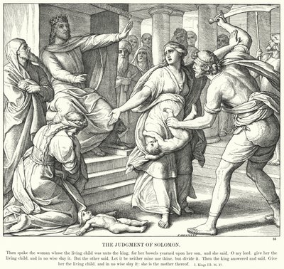 Salomon tuomio (kaiverrus) tekijältä Julius (after) Schnorr von Carolsfeld