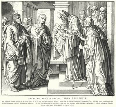 Jeesus-lapsen esitys temppelissä (kaiverrus) tekijältä Julius (after) Schnorr von Carolsfeld
