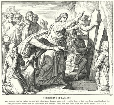 Lasaruksen herättäminen (kaiverrus) tekijältä Julius (after) Schnorr von Carolsfeld