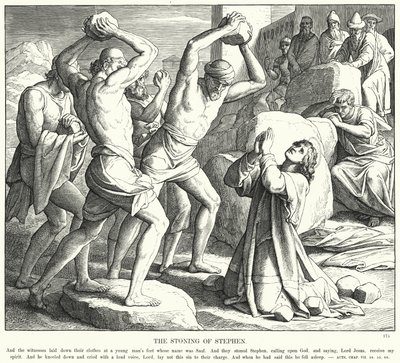 Stephenin kivittäminen (kaiverrus) tekijältä Julius (after) Schnorr von Carolsfeld
