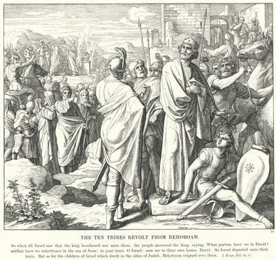 Kymmenen heimoa kapina Rehabeamista (kaiverrus) tekijältä Julius (after) Schnorr von Carolsfeld