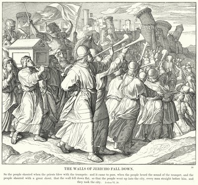 Jerikon muurit putoavat (kaiverrus) tekijältä Julius (after) Schnorr von Carolsfeld