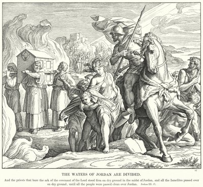 Jordanin vedet jakautuvat (kaiverrus) tekijältä Julius (after) Schnorr von Carolsfeld