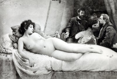 Emile Zola (1840-1902) taiteilijan ateljeessa, 1891 tekijältä Julius C. Rolshoven