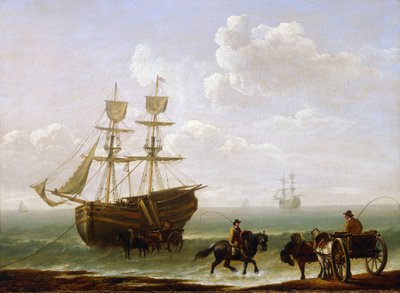 Tiili, joka on tarttunut rantaan ja purettu kärryihin. Julius Caesar Ibbetsonin (1759-1817) öljy kankaalle, noin 1790. tekijältä Julius Caesar Ibbetson