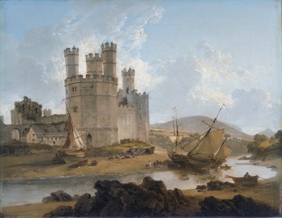 "Caernarvonin linna", 1792 tekijältä Julius Caesar Ibbetson