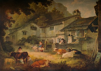 Mökkimaisema karjan kanssa, Ambleside, 1803 tekijältä Julius Caesar Ibbetson