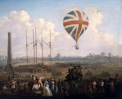 Mr. Lunardis New Balloon, 29. kesäkuuta 1785 tekijältä Julius Caesar Ibbetson