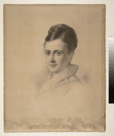 Rouva Potter Palmerin muotokuva (Bertha Palmer), 1874 (hiili paperille) tekijältä Julius Gollmann