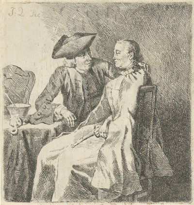 Mies ja nainen pöydässä tekijältä Julius Henricus Quinkhard