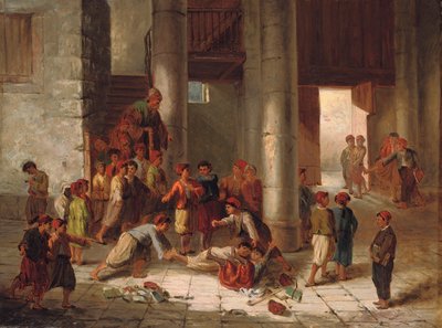 Pahuus koulun pihalla tekijältä Julius Joseph Gaspard Starck