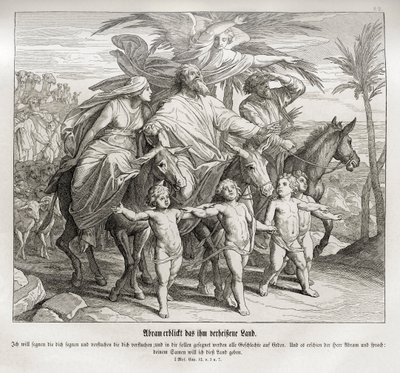 Abraham näkee hänelle luvatun maan, Genesiksen tekijältä Julius Schnorr von Carolsfeld