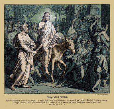 Jeesuksen sisääntulo Jerusalemiin, Matteuksen evankeliumi tekijältä Julius Schnorr von Carolsfeld