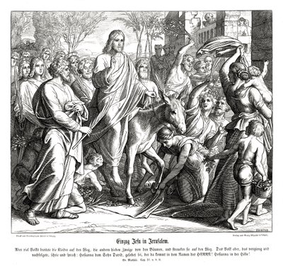 Jeesuksen sisääntulo Jerusalemiin, Matteuksen evankeliumi tekijältä Julius Schnorr von Carolsfeld