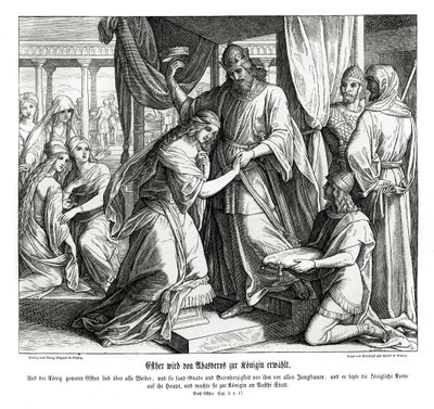 Esteristä tehdään kuningatar, Esther tekijältä Julius Schnorr von Carolsfeld
