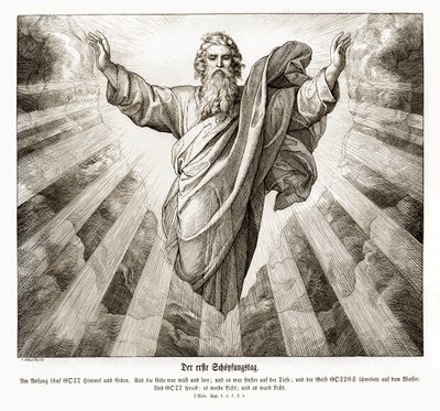 Ensimmäinen luomispäivä, Genesis tekijältä Julius Schnorr von Carolsfeld