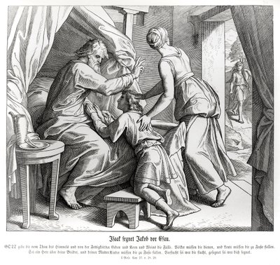 Iisak siunaa Jaakobin Esaun sijassa, Genesis tekijältä Julius Schnorr von Carolsfeld