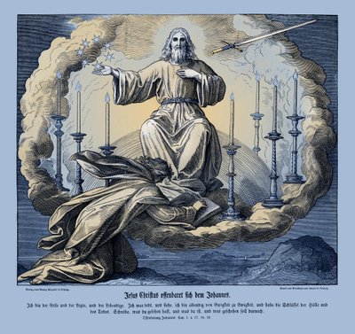 Jeesus Kristus ilmoittaa itsensä Johannekselle, Ilmestyskirja tekijältä Julius Schnorr von Carolsfeld
