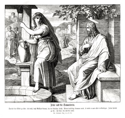 Jeesus ja samarialainen nainen, Johanneksen evankeliumi tekijältä Julius Schnorr von Carolsfeld