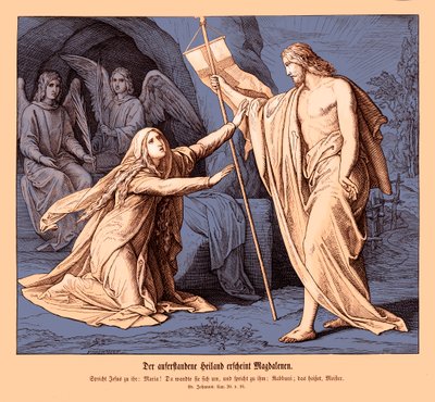 Jeesus ilmestyy Maria Magdaleenalle, Johanneksen evankeliumi tekijältä Julius Schnorr von Carolsfeld