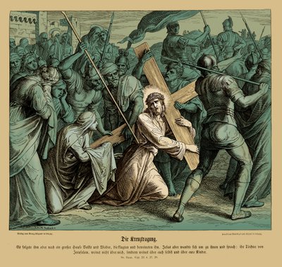 Jeesus kantaa ristiä, Luukkaan evankeliumi tekijältä Julius Schnorr von Carolsfeld