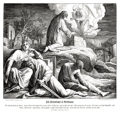 Jeesus Getsemanen puutarhassa, Matteuksen evankeliumi tekijältä Julius Schnorr von Carolsfeld