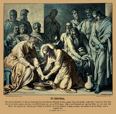 Jeesus pesee opetuslastensa jalat, Johanneksen evankeliumi tekijältä Julius Schnorr von Carolsfeld