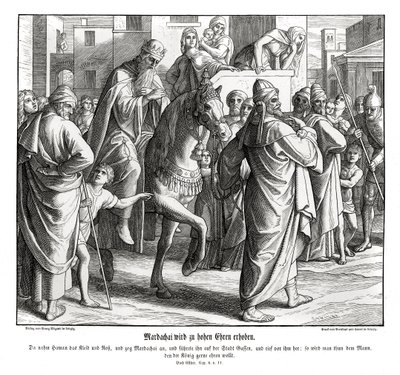 Kuningas Ester kunnioittaa Mordokaita tekijältä Julius Schnorr von Carolsfeld