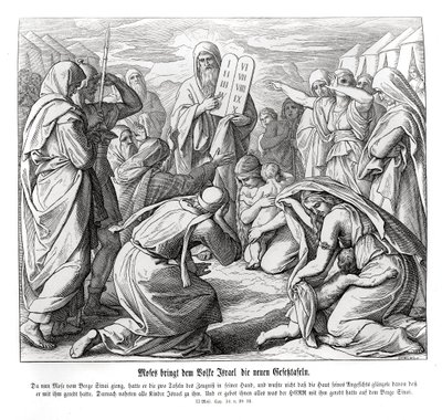 Mooses toimittaa käskyt, Exodus tekijältä Julius Schnorr von Carolsfeld