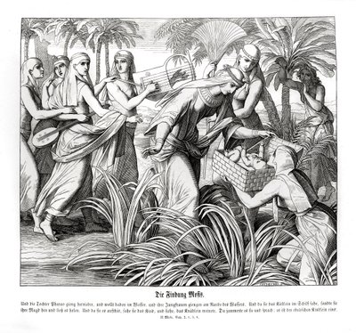 Mooses löydetään ruokosta, Exodus tekijältä Julius Schnorr von Carolsfeld