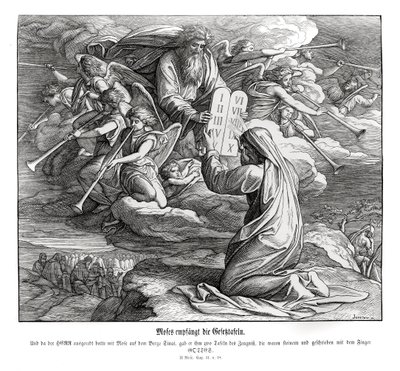 Mooses saa käskyt, Exodus tekijältä Julius Schnorr von Carolsfeld