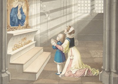 Äiti ja tytär rukouksessa, n. 1811-17. tekijältä Julius Schnorr von Carolsfeld