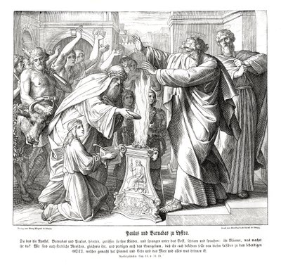 Paul ja Barnabus Lystriassa, apostolien teot tekijältä Julius Schnorr von Carolsfeld