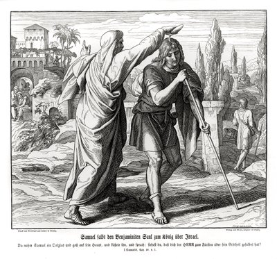 Samuel voitelee Saulin Israelin kuninkaaksi tekijältä Julius Schnorr von Carolsfeld