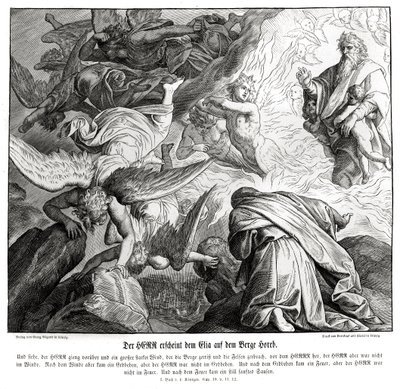 Herra ilmestyy Elialle Hoorebin vuorella tekijältä Julius Schnorr von Carolsfeld