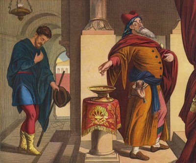 Fariseus ja Publikaani tekijältä Julius Schnorr von Carolsfeld