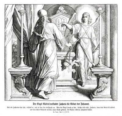 Enkeli Gabriel ilmestyy Sakarialle, Luukkaan tekijältä Julius Schnorr von Carolsfeld