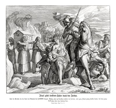 Jordanin ylittävä liitonarkki, Joosua tekijältä Julius Schnorr von Carolsfeld