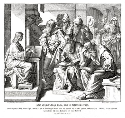 Jeesus-lapsi temppelissä, Luukkaan evankeliumi tekijältä Julius Schnorr von Carolsfeld